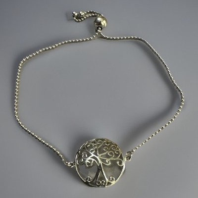 Sterling Silber 925 keltischer Lebensbaum runde Kugelkette - verstellbares Armband