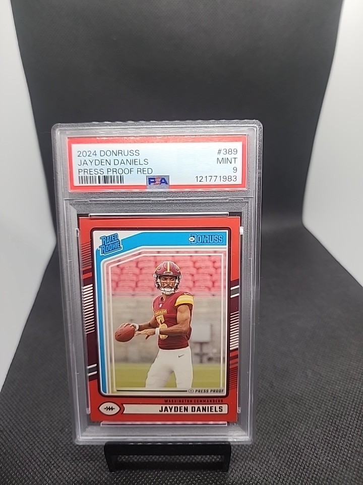 2024 PANINI DONRUSS PRESS PROOF RED #389 JAYDEN DANIELS ROOKIE PSA 9