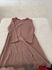 Womens Small Long Sleeve Sweater Dress  Soft Knit Ribbed Express Rust Red