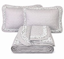 Copriletto Trapuntato Matrimoniale Nazareno Gabriel Grigio con Balza e 2 Federe