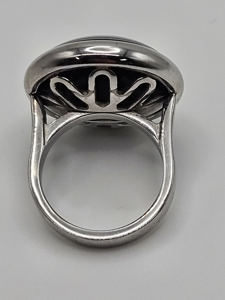 Anillo Honora Madreperla Mosaico Vidrio Cúpula Acero Inoxidable Talla 7 Foto 3 de 4