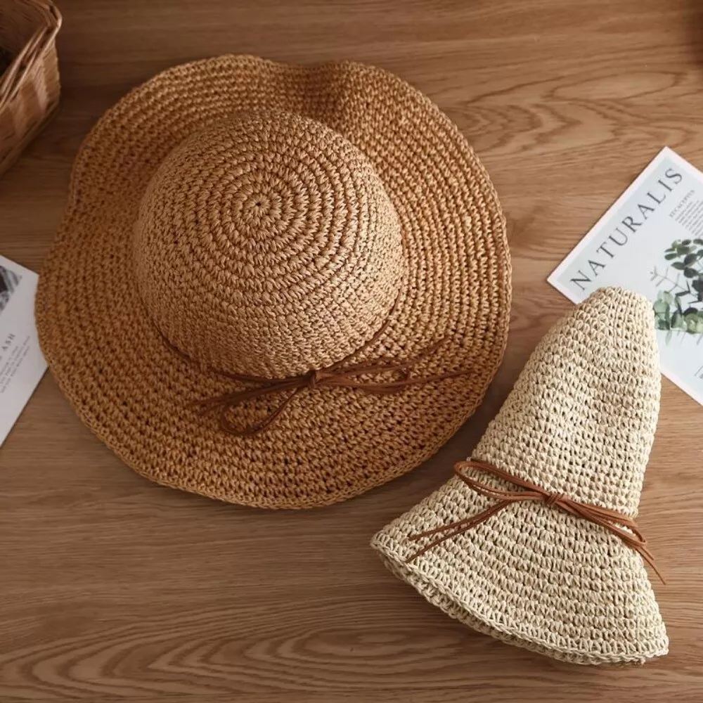 For Lady Wide Brim Female Chapeau Beach Hat Raffia Straw Hat Sun Hat Summer  Hat