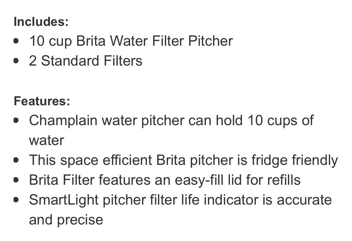 Brita Champlain Water Filter Pitcher, 10 Cup with 2 Filters eBay