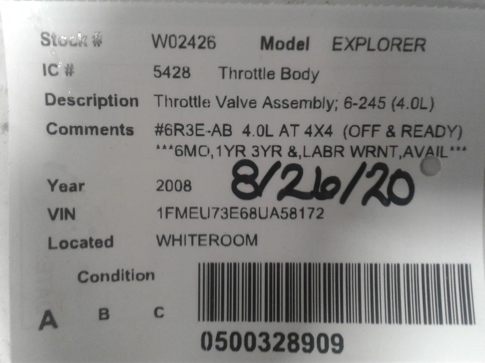 Used Fuel Injection Throttle Body fits: 2008 Ford Explorer  Grade A - Imagem 4 de 4