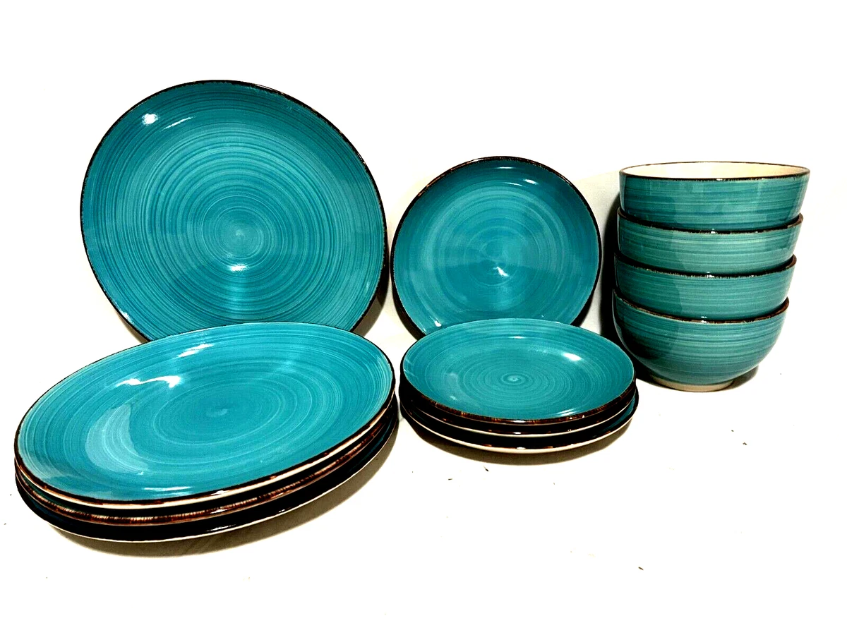 Costa Nova 6 assiettes à dîner grès bleues turquoises 27cm model Nova