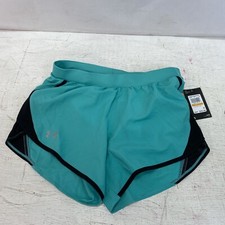 Under Armour Women's Fly By 2.0 running shorts. 1350196-369, Neptune / Black