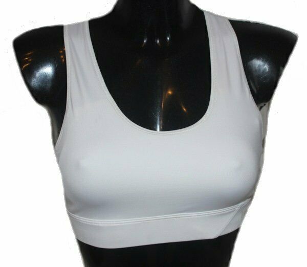 S3) Damen Sport Bh Reebok Playdry K81948 Weiss Schriftzug Motiv S 36 Neu-image