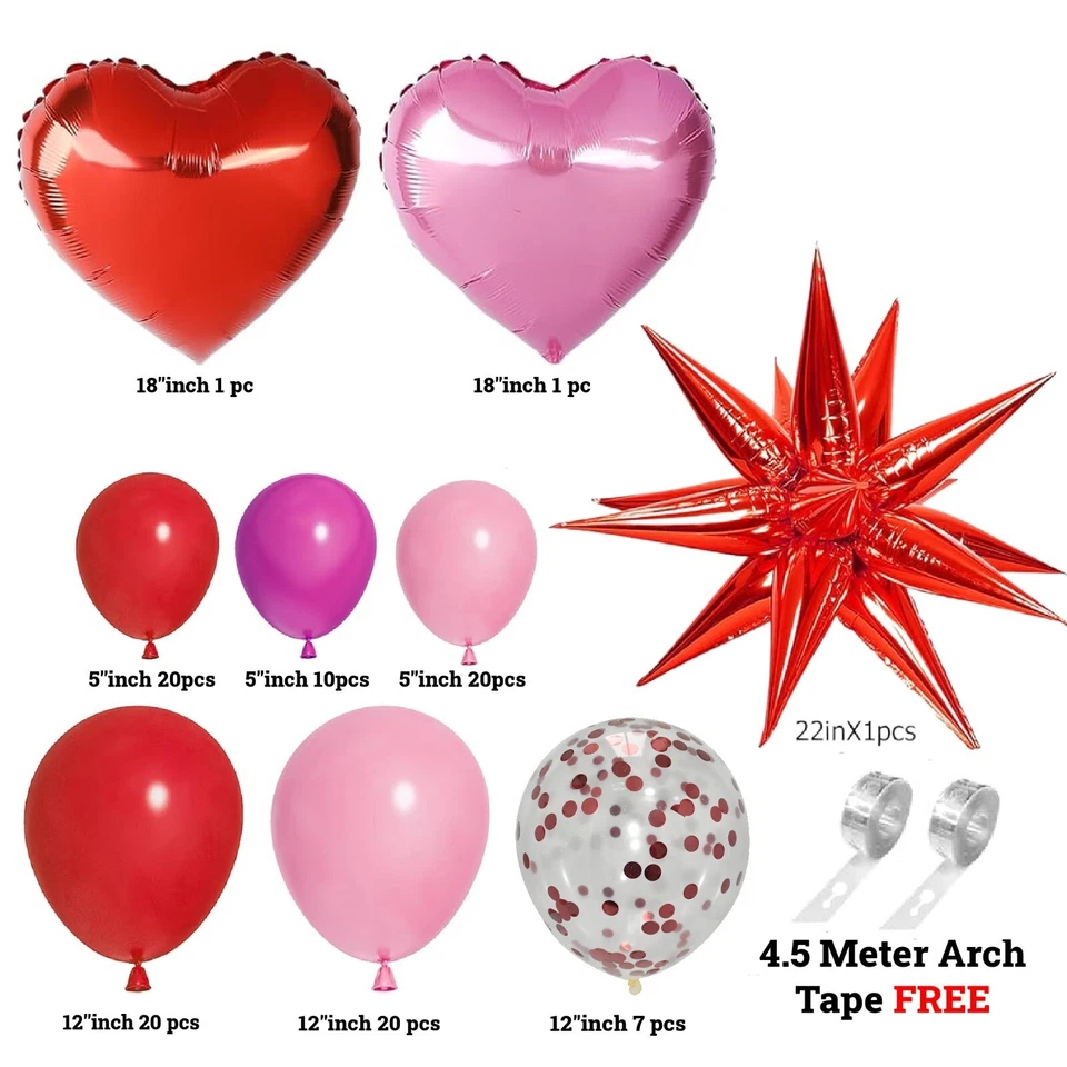 Valentine Balloons ARCH SET + Love Heart Latex 100PCS Wedding Couple Party Decor - Изображение 2 из 4
