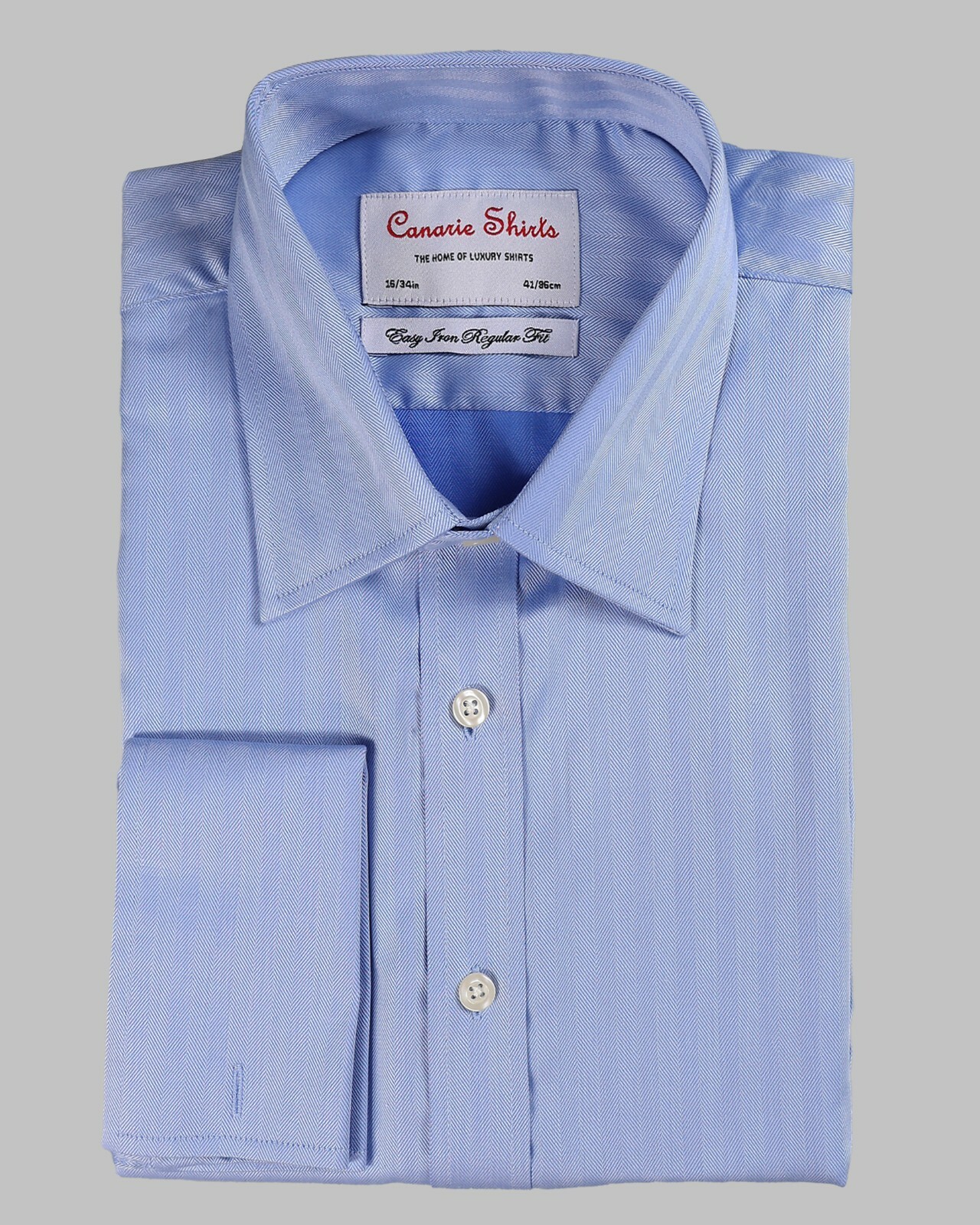 Men's Formal Shirt Blue Herringbone Luxury Regular Fit eBay