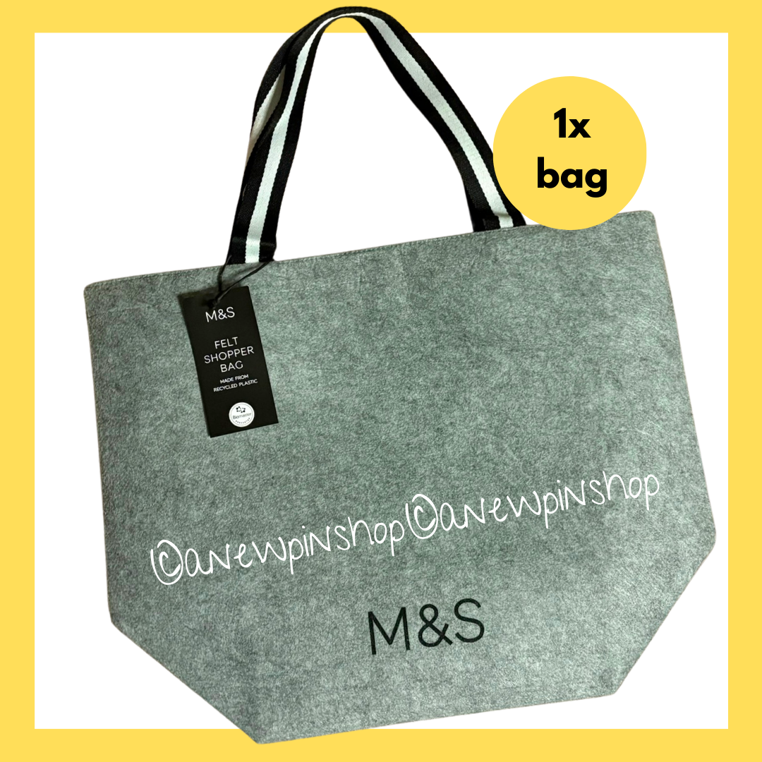 M&S Large Shopping Tote Bag x1 Grey Felt Anti Bacterial NEW Marks Spencer