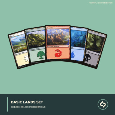 MTG | Basic Lands | 100 CARDS | 20 EACH COLOR | STARTER BUNDLE | NM | EN