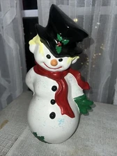 Vintage Ceramic Snowman Byron Molds 1971 Holiday Decor Retro Christmas 11.5 "