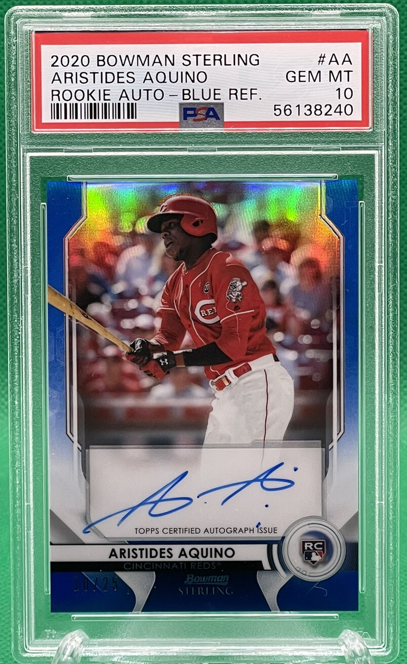 ARISTIDES AQUINO 2020 Bowman Sterling Rookie BLUE REFRACTOR AUTO /25 PSA 10