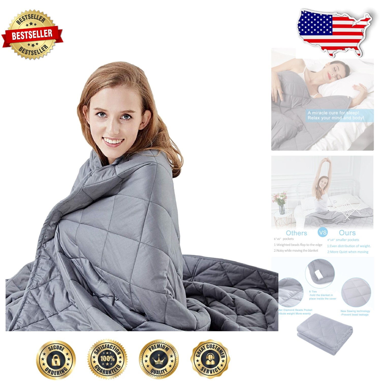 15lbs Twin Weighted Blanket 48x72 - Ultra-Cozy Breathable Comfort  -image