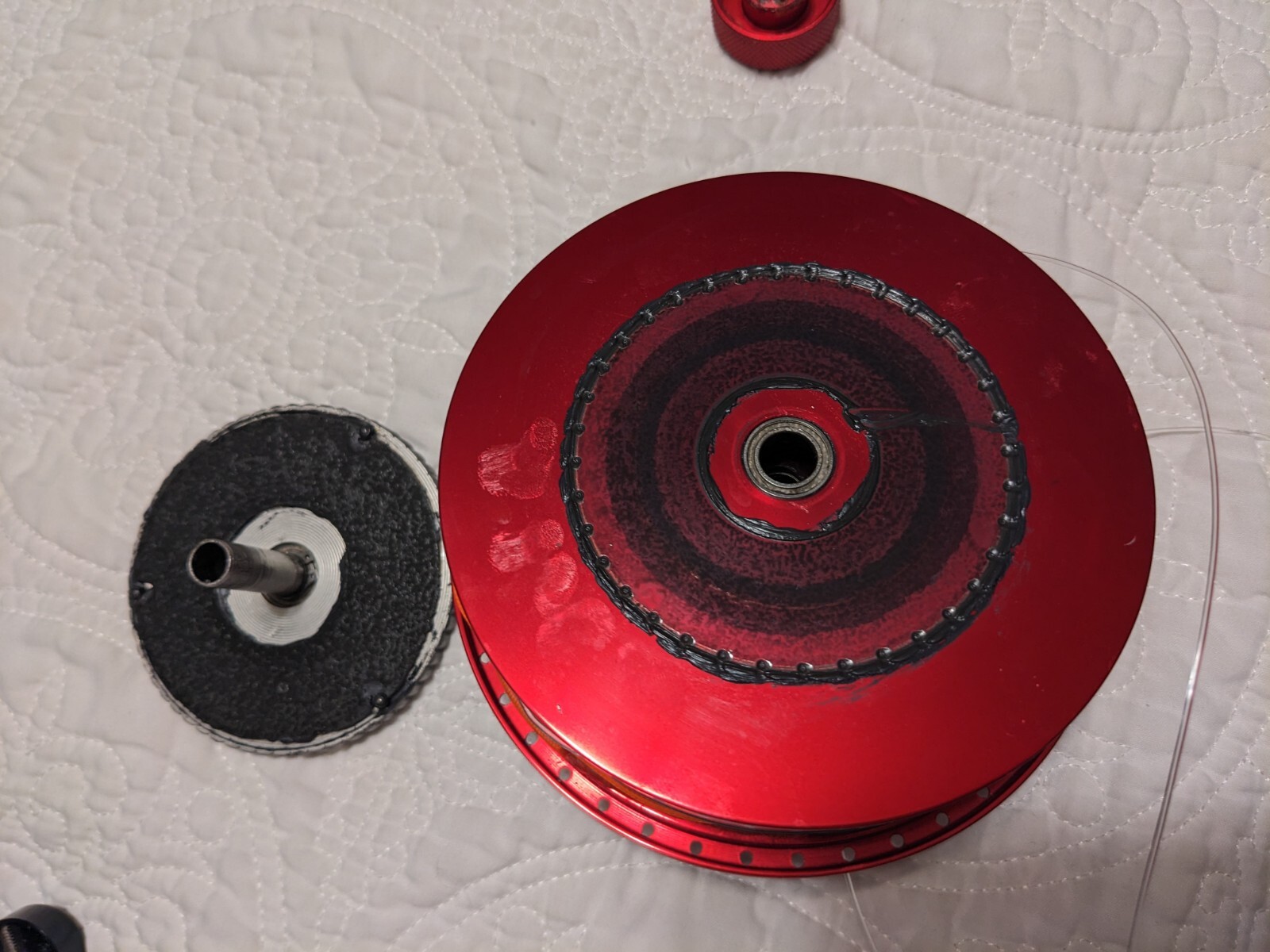 Tibor Pacific Fly Reel crimson engraved sailfish with billfish line and backing
