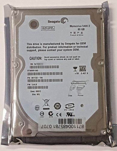 80 GB SATA Seagate Momentus 5400.3 ST980811AS 8MB 2.5" interne Festplatte Neu