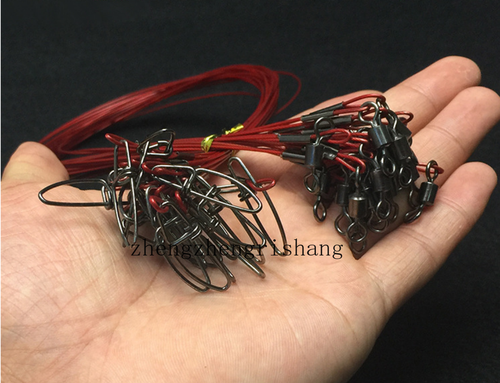 Fishing Wire Leader Line 7X Steel Fishing Leaders with Swivels Snaps 19.7"/150LB - Afbeelding 10 van 14