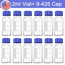 2ml Autosampler Vials Caps Clear Borosilicate Glass Bottles 9-425 Screw Top HPLC