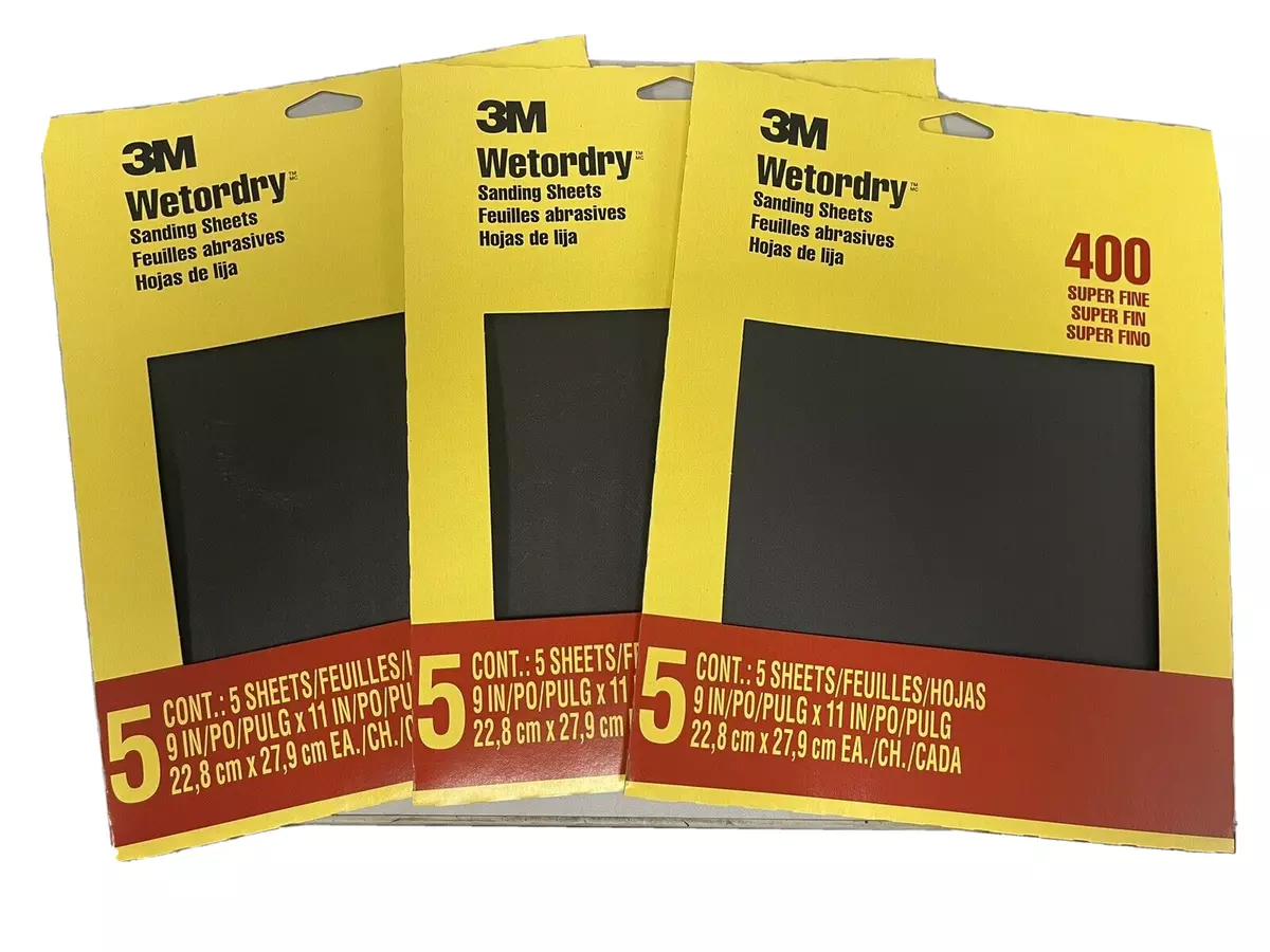 3M 9085 15 Sheets Wet or Dry Sandpaper 400 Grit 9 X 11 in