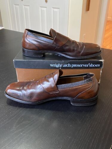 Vtg ET Wright Taut Topper Arch Preserves Shoes Mens 10.5D 116028B Slip On Brown - Afbeelding 1 van 16