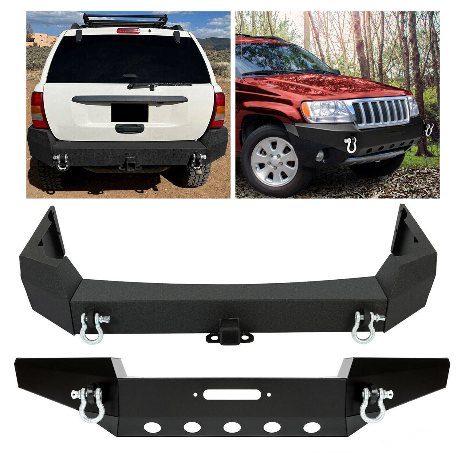 Black Front/Rear Bumper DRings Winch Plate For Jeep Grand Cherokee WJ 19992004 eBay