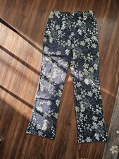delMod Damenhose stretch Gr&ouml;&szlig;e 38 blau wei&szlig; Blumenprint vintage