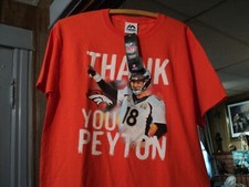 Peyton Manning Denver Broncos Men's Tshirt M Orange Football Majestic Thank You