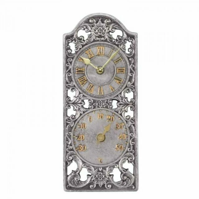 Smart Garden Westminster Dual Standard Wall Clock and Thermometer - Silver