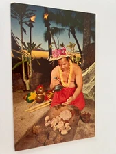 Poi Pounding Taro Root Hawaii Postcard