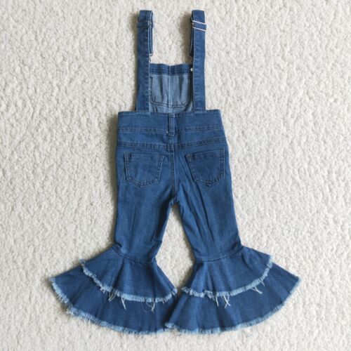 Baby Girls New Fashion Clothing Dark Blue Denim Overall Denim Jumpsuit - Picture 2 of 6