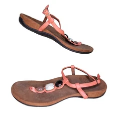Vionic Winn Thong Sandals Orange Size 10 Ankle Buckle Comfort Beads
