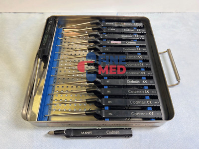 Lot Of 14 Codman Microdiscectomy Karlin Cervical Curettes Set w Tray