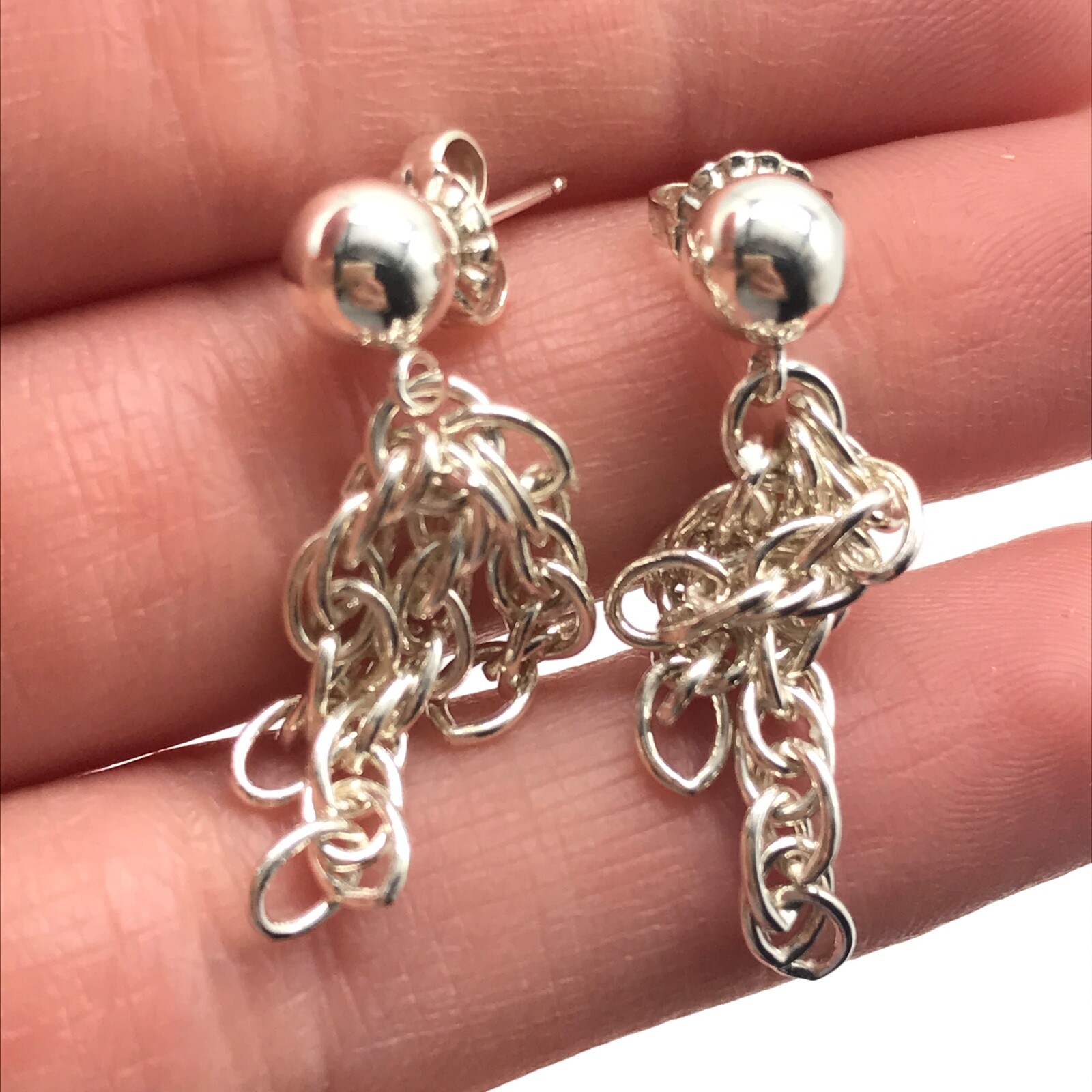 925 Sterling Silver Interlocking Multi Strand Cha… - image 4