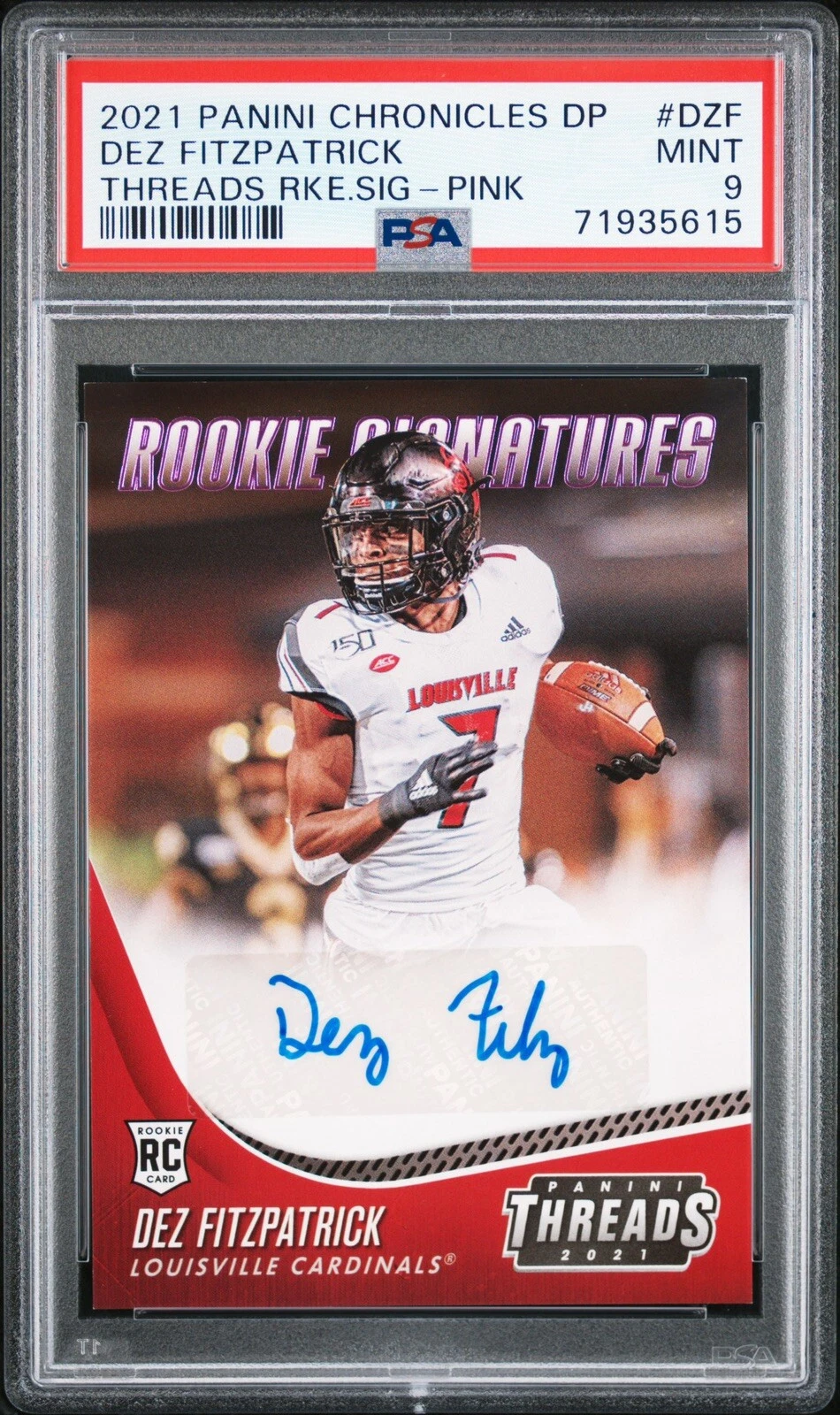 Dez Fitzpatrick Panini Chronicles Draft Picks Threads Rookie Signatures #DZF Pink