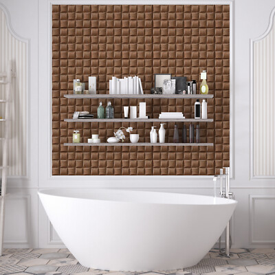 10Pcs 3D Tile Brick Waterproof Panel PVC Self-adhesive Wall Sticker Wallpaper
