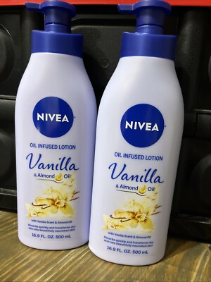 2 NIVEA Oil Infused 16.9 fl. oz. Vanilla & Almond Oil Body Lotions Pump Bottle