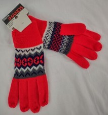 Wells Lamont Gloves Womens Nordic Knit Red Black White One Size Vintage NEW