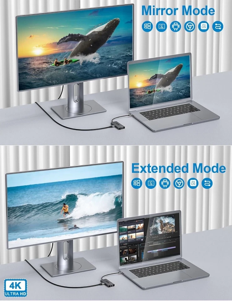 Laptop Docking Station with HDMI 4K, 9 in 1 USB C Hub, 1000Mbps LAN, 100W PD, US - Image 4 of 4