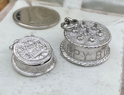 Vintage AM Sterling Charms HAPPY BIRTHDAY CAKES One Opens Candle