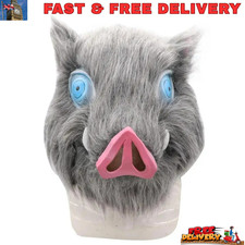 Demon Slayer Hashibira Inosuke Mask Full Head Plush Mask Halloween Party Costume