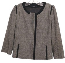 ELIE TAHARI Nordstrom 100 SILK Blazer Jacket Sz S Gray Tweed Pleat Cropped Work