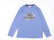 Camiseta Pantera Negra Manga Larga Azul Niños Marvel 11-12 Años Algodón