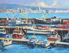 Richard Blowey Oil Painting Fishing Boats Newlyn Cornwall Original Cornish Art