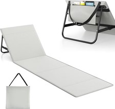 Beach Chair Mat with Adjustable Backrest, 180 * 55cm Foldable (Grey)