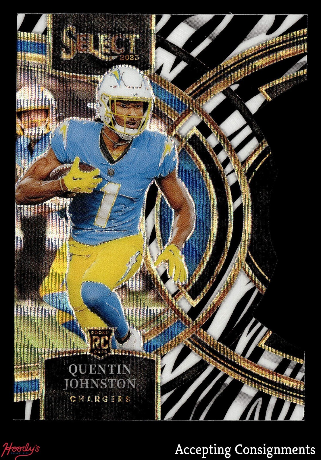 2023 Select Prizm Zebra Die Cut #196 Quentin Johnston RC ROOKIE PREMIER CHARGERS