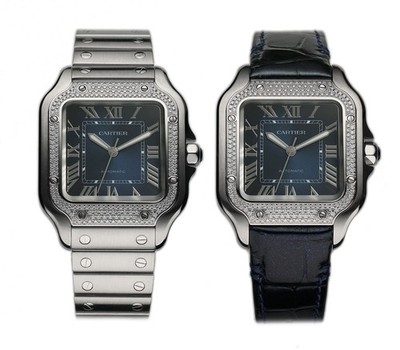 Cartier Santos 35mm Medium Diamond Bezel Blue Dial W4SA0006 - 2024