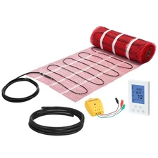 VEVOR 90 sqft Self-Adhesive Mesh Floor Heating Mat 120V with Thermostat