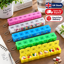 7 Day Pill Box Portable Compact Daily Travel Medicine & Tablet Organiser Case