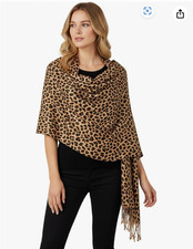 Leopard Pashmina Shawl for Women Leopard Print Lightweight Scarf, Sunscreen He