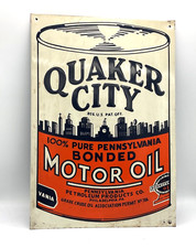 Quaker City Motor Oil Embossed Tin Sign 12 78 By 18 58 Quaker City Motor Oil Embossed Tin Sign 12 78 By 18 58